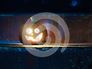 Pumpkin lantern lights inner glow to celebrate halloween day