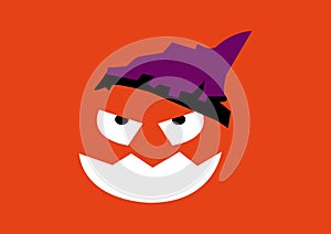 Pumpkin monster cartoon character vector on orange background, Halloween illustration design