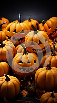Pumpkin mystique Halloween themed background features a captivating arrangement of festive pumpkins