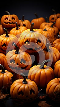 Pumpkin mystique Halloween themed background features a captivating arrangement of festive pumpkins