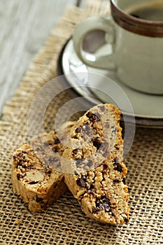 Pumpkin, nuts and chocolate biscotti