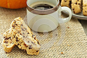 Pumpkin, nuts and chocolate biscotti