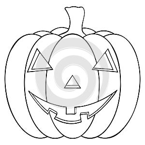 Pumpkin outline icon. Jack-o`-lantern. Halloween holiday symbol. Coloring book page for children. Gourd vector illustration