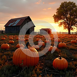 Pumpkin Patch at Sunset