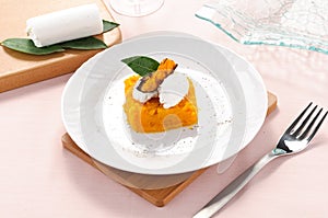 Pumpkin pie with fresh cheese