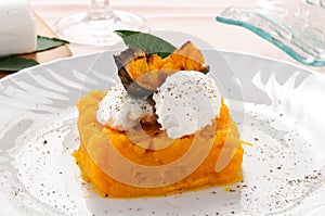 Pumpkin pie with fresh cheese