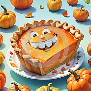Pumpkin pie fruit food autumn thanksgiving dinner meal smile
