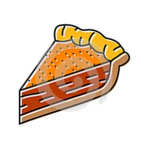 pumpkin pie slice food snack color icon vector illustration