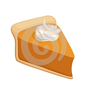 Pumpkin pie slice. Vector photo