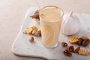 Pumpkin pie smoothie with fall spices and pumpkin puree