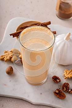 Pumpkin pie smoothie with fall spices and pumpkin puree