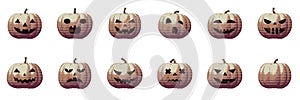 Pumpkin retro set for Halloween pop art idea