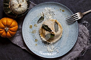 Pumpkin and ricotta ravioli