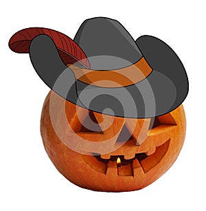 Pumpkin in a robbers hat