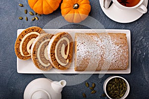 Pumpkin roll with cream cheese frosting