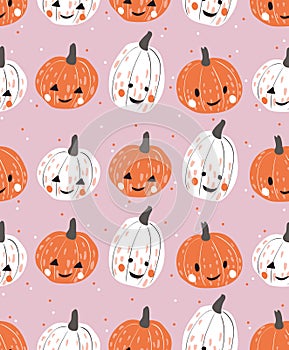 Pumpkin seamless pattern. Halloween background