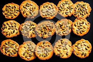 Pumpkin Seeds Cookies , Pepita Grains Biscuit, Healthy Cereal Crackers, Homemade Pumpkin Seed