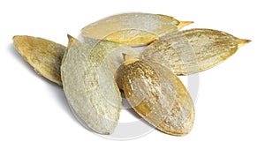 Pumpkin seeds isolated on white background with clipping path