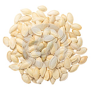 Pumpkin seeds isolated on white background with clipping path