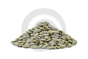 Pumpkin seeds isolated on white background with clipping path