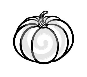 Pumpkin silhouette outline with stem vector illustration.Symbol of October Harvest festival.Halloween.