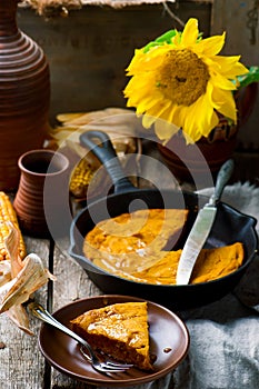 PUMPKIN SKILLET CORNBREAD.