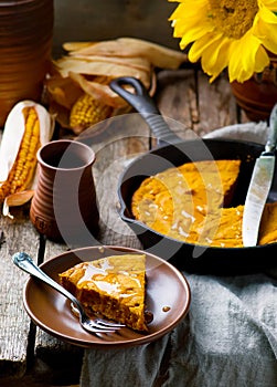 PUMPKIN SKILLET CORNBREAD.