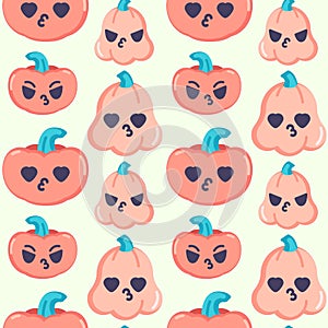 Pumpkin smiley icons pattern