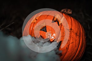 A pumpkin that smokes from the mouth