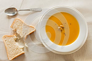 Pumpkin soup and bread