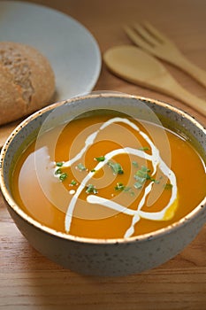 Pumpkin soup bread whole wheat cutlery set