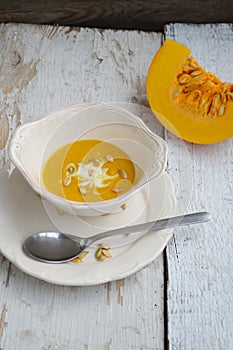 Pumpkin soup with coconut cream