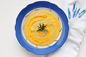 Pumpkin soup in a plate