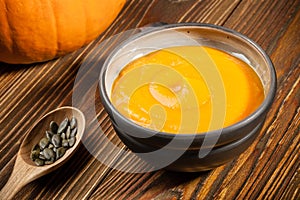 Pumpkin soup and pumpkin seeds