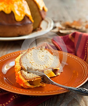 Pumpkin Spice Bundt Cake with cream cheese frosting