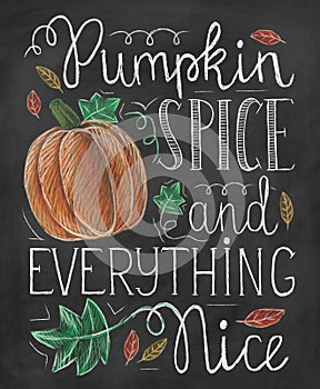 Pumpkin spice and everything nice chalk card