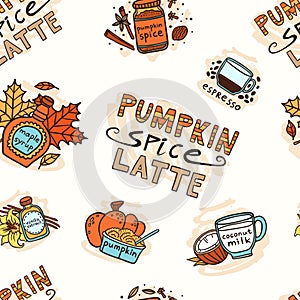 Pumpkin Spice Latte Seamless Pattern