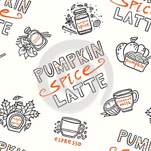 Pumpkin Spice Latte Seamless Pattern