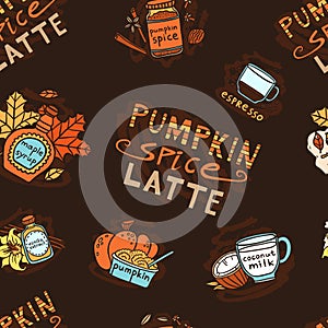 Pumpkin Spice Latte Seamless Pattern