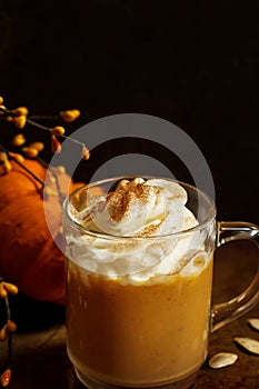 Pumpkin spice latte with whipped cream