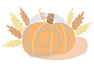 Pumpkin and spicelets. Simple vector flat illustration. Harvest and thanksgiving, isolated element