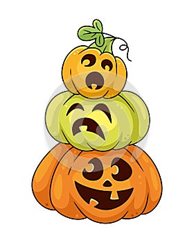 Pumpkin totem for Halloween cartoon vector illustration