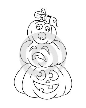 Pumpkin totem for Halloween coloring page cartoon vector illustration