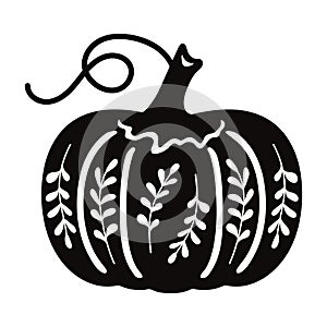 Pumpkin with twigs. Stencil for cutting and scrapbooking