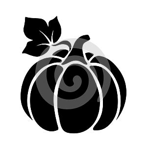 Pumpkin. Vector black silhouette.