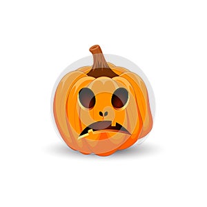 Pumpkin on white background. The main symbol of the Happy Halloween holiday