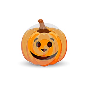 Pumpkin on white background. The main symbol of the Happy Halloween holiday. Scary orange pumpkin with dog face for your design