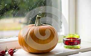 Pumpkin on the windowsill