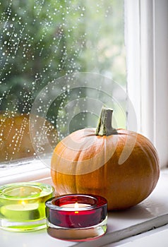 Pumpkin on the windowsill