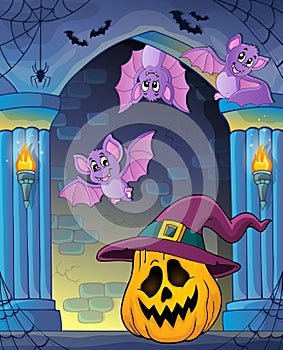 Pumpkin in witch hat theme image 2